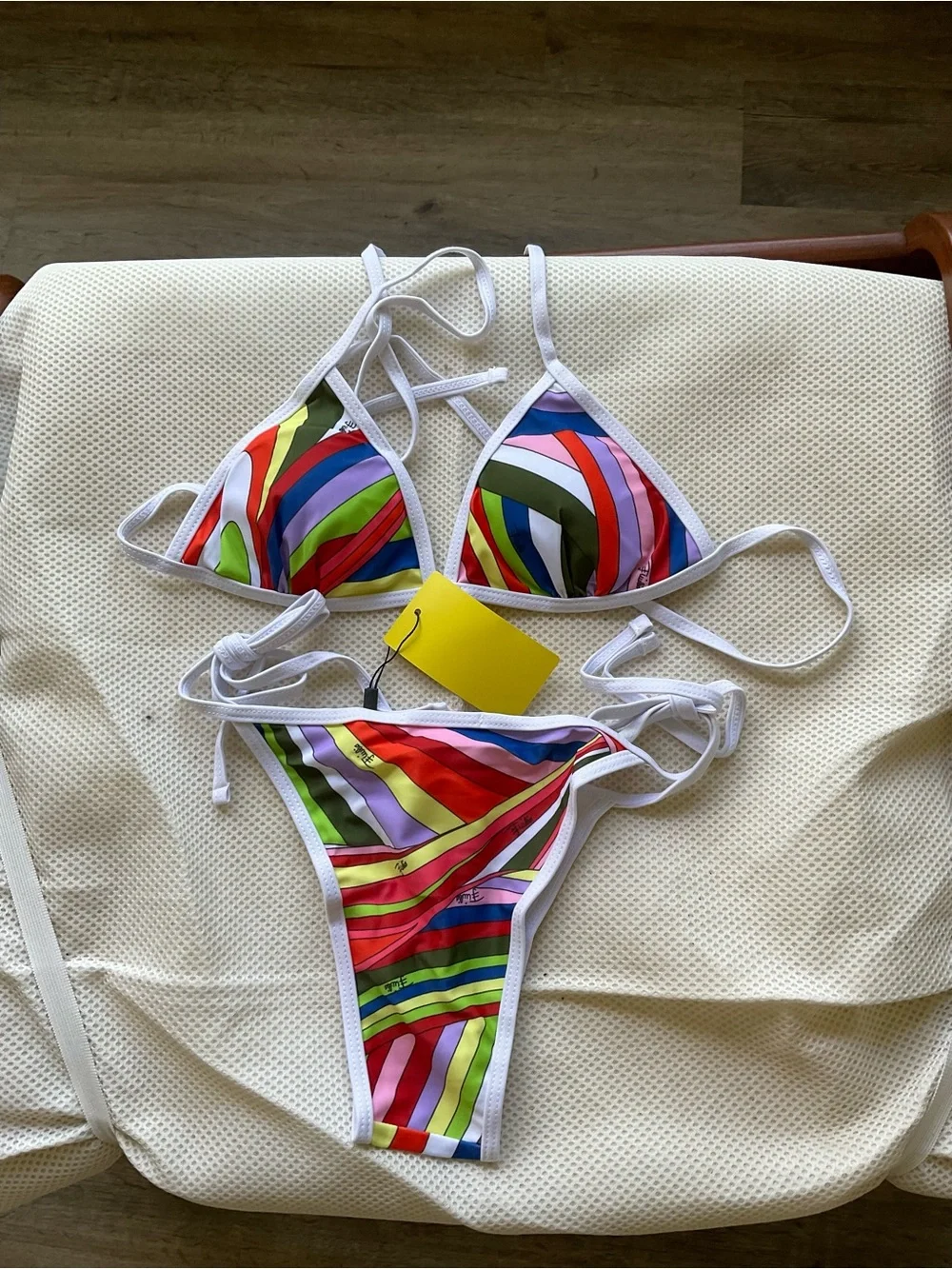 Emilio Pucci Multicolor Striped Triangle Bikini